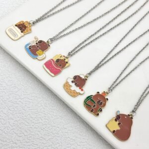 Capybara Enamel Pendant Necklace