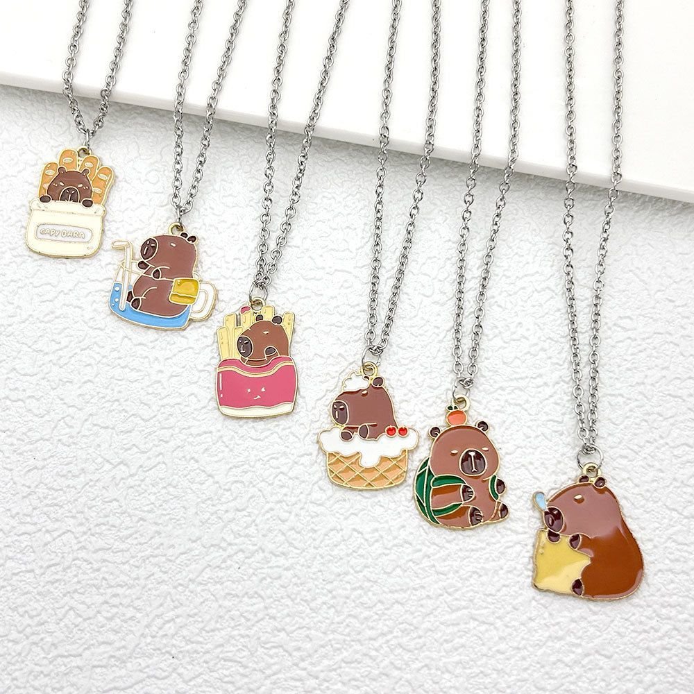 Capybara Enamel Pendant Necklace