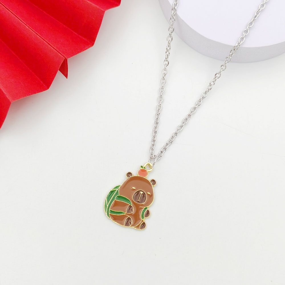 Capybara Enamel Pendant Necklace