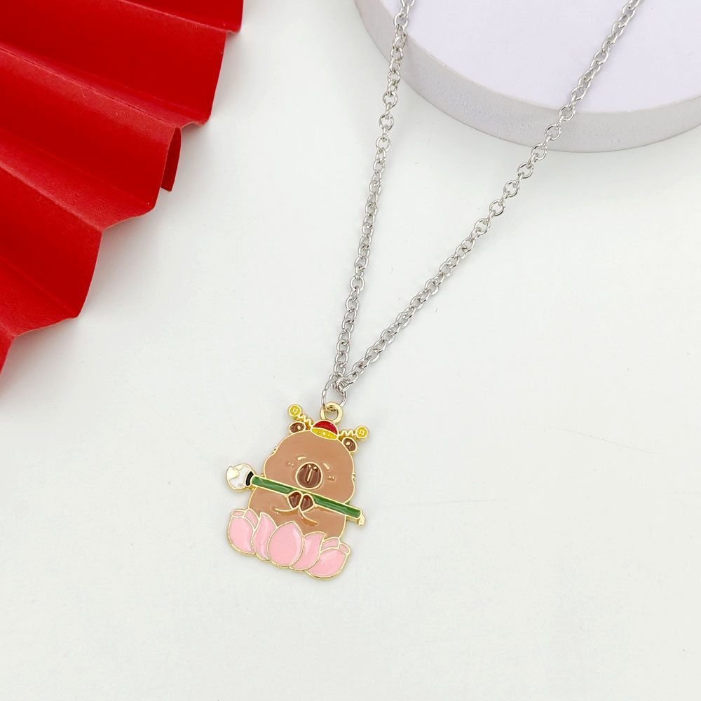 Capybara Enamel Pendant Necklace