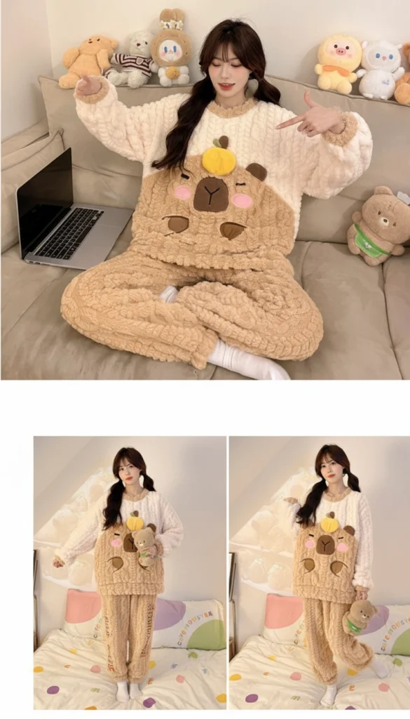 Capybara Pajamas with 3D Orange