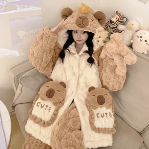 Capybara Sleepwear with 3D Orange Capybara Pajamas Set