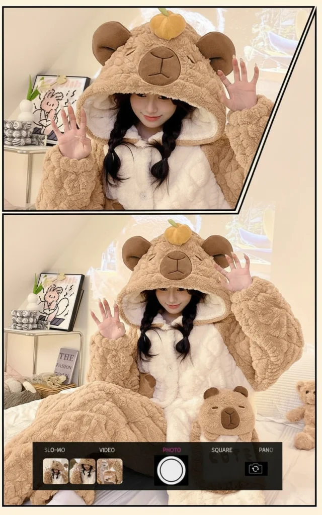 Capybara Sleepwear with 3D Orange Capybara Pajamas Set