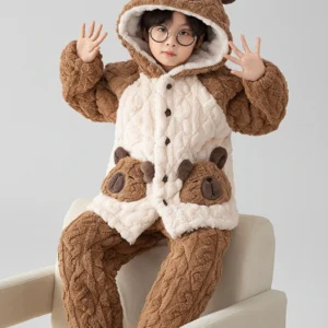 Kids Capybara Pajamas with 3D Orange