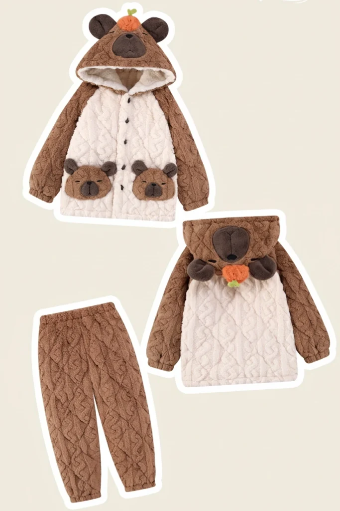 Kids Capybara Pajamas with 3D Orange