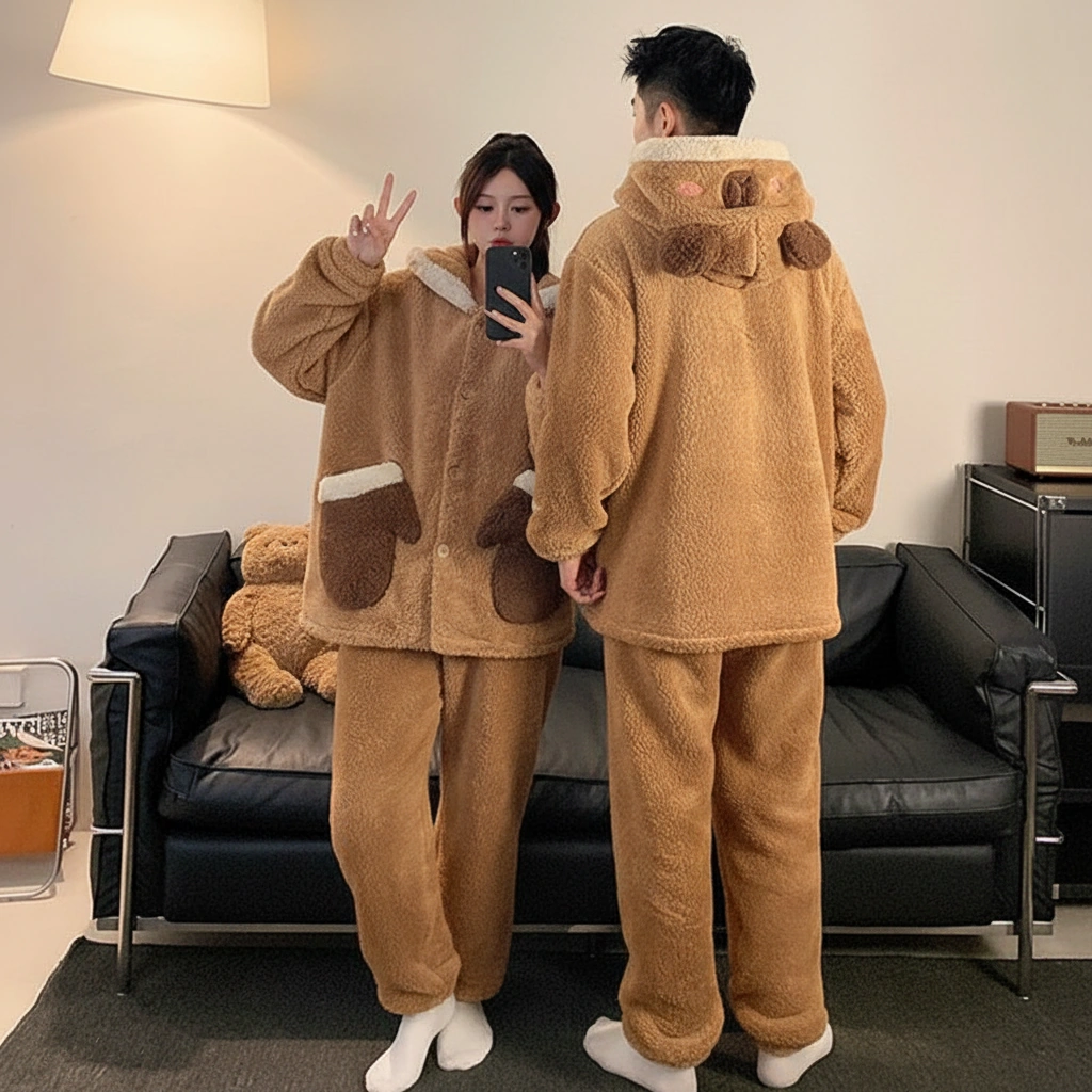 Kawaii Capybara Pajamas Set Hooded Loungewear