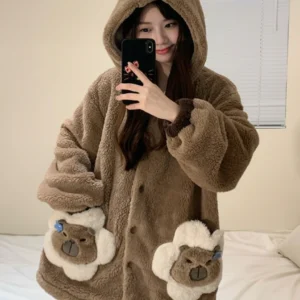 Capybara Hooded Pajamas with Orange