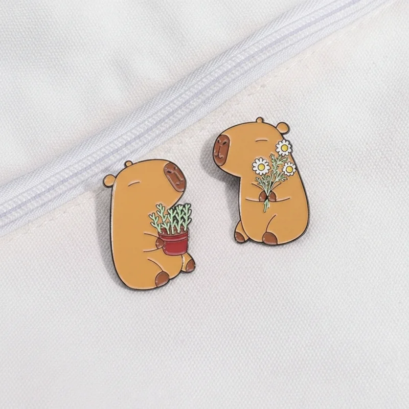 Gardening & Daisy Flower 2pcs Capybara Pin Set - Capybara Plush & Merch