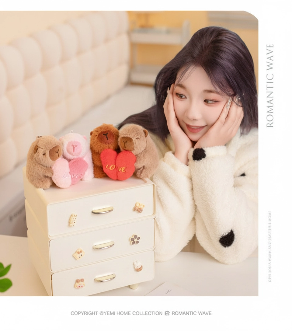 Magnetic Capybara Couple Plush Keychains – Hugging Heart Stuffed Animal Set (2-Pack)