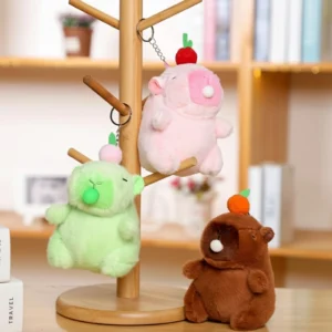Capybara Plush Keychain - 3 Colors, Shake for Sound & Bubble Blowing - 12cm Soft Bag Pendant
