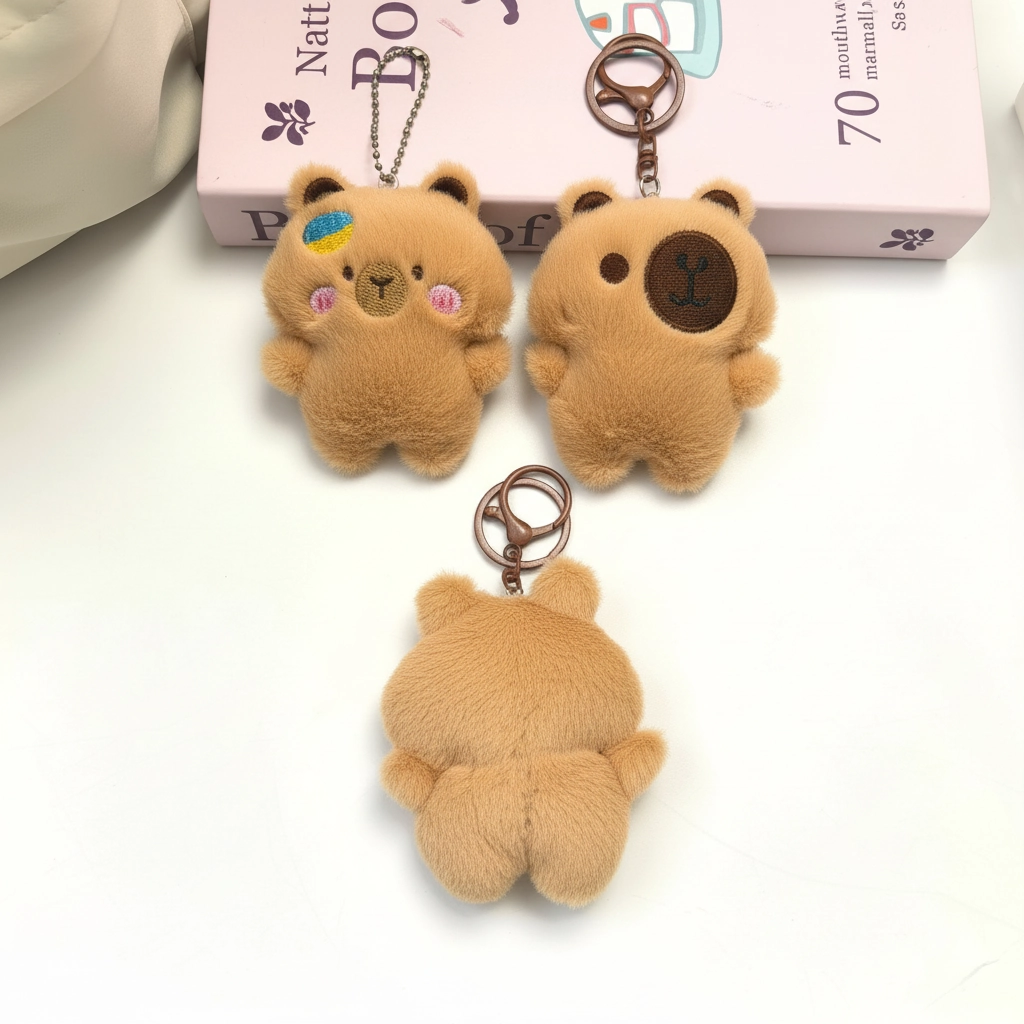 Small Capybara Plush Keychain 9cm Mini Stuffed Animal Bag Charm
