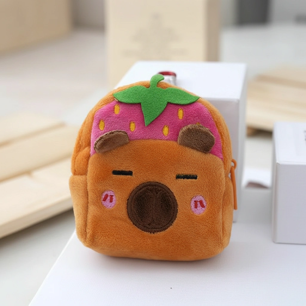 Fruit Capybara Plush Backpack Coin Purse - Mini Pouch Keychain