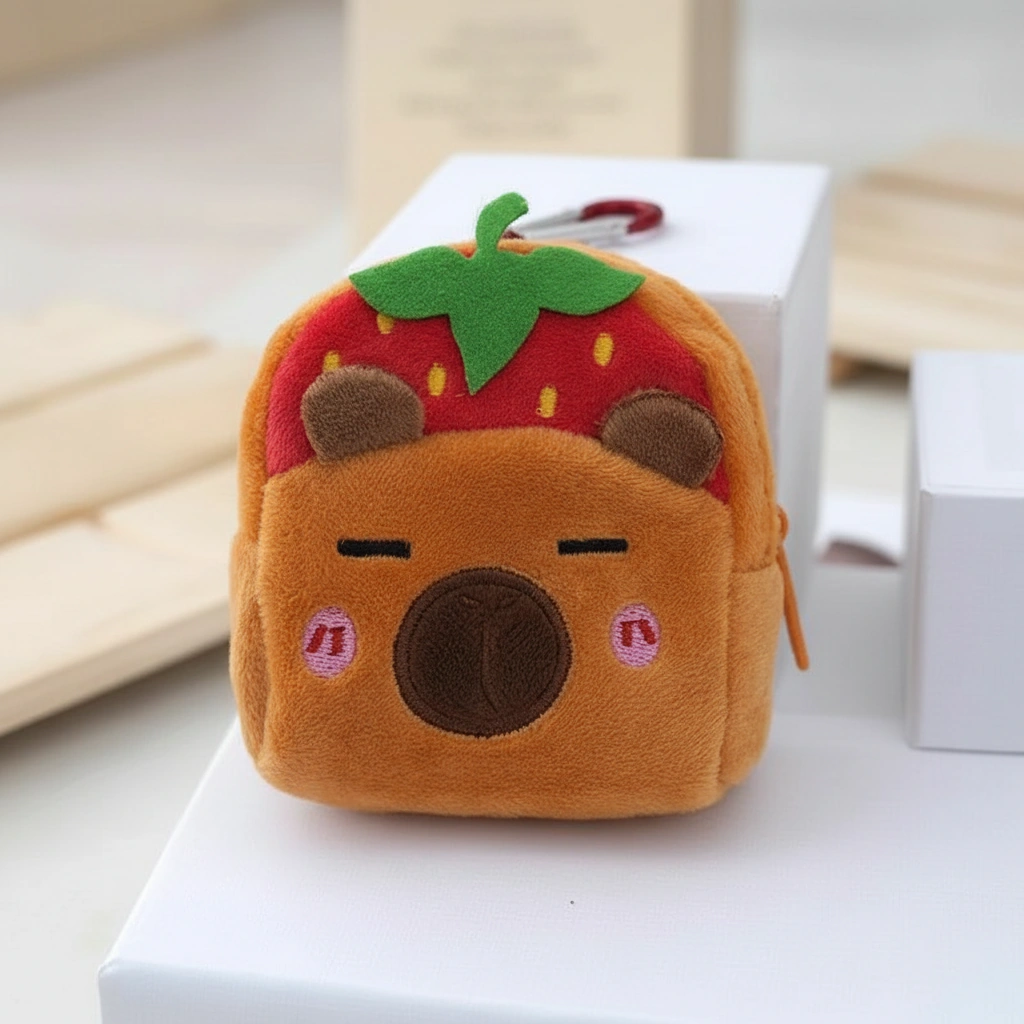 Fruit Capybara Plush Backpack Coin Purse - Mini Pouch Keychain