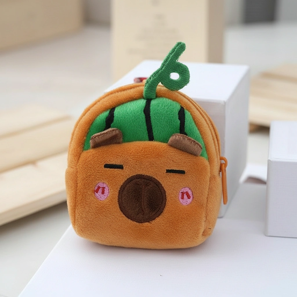 Fruit Capybara Plush Backpack Coin Purse - Mini Pouch Keychain