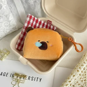 Capybara Purse – Square Plush Pouch with Facial Expression