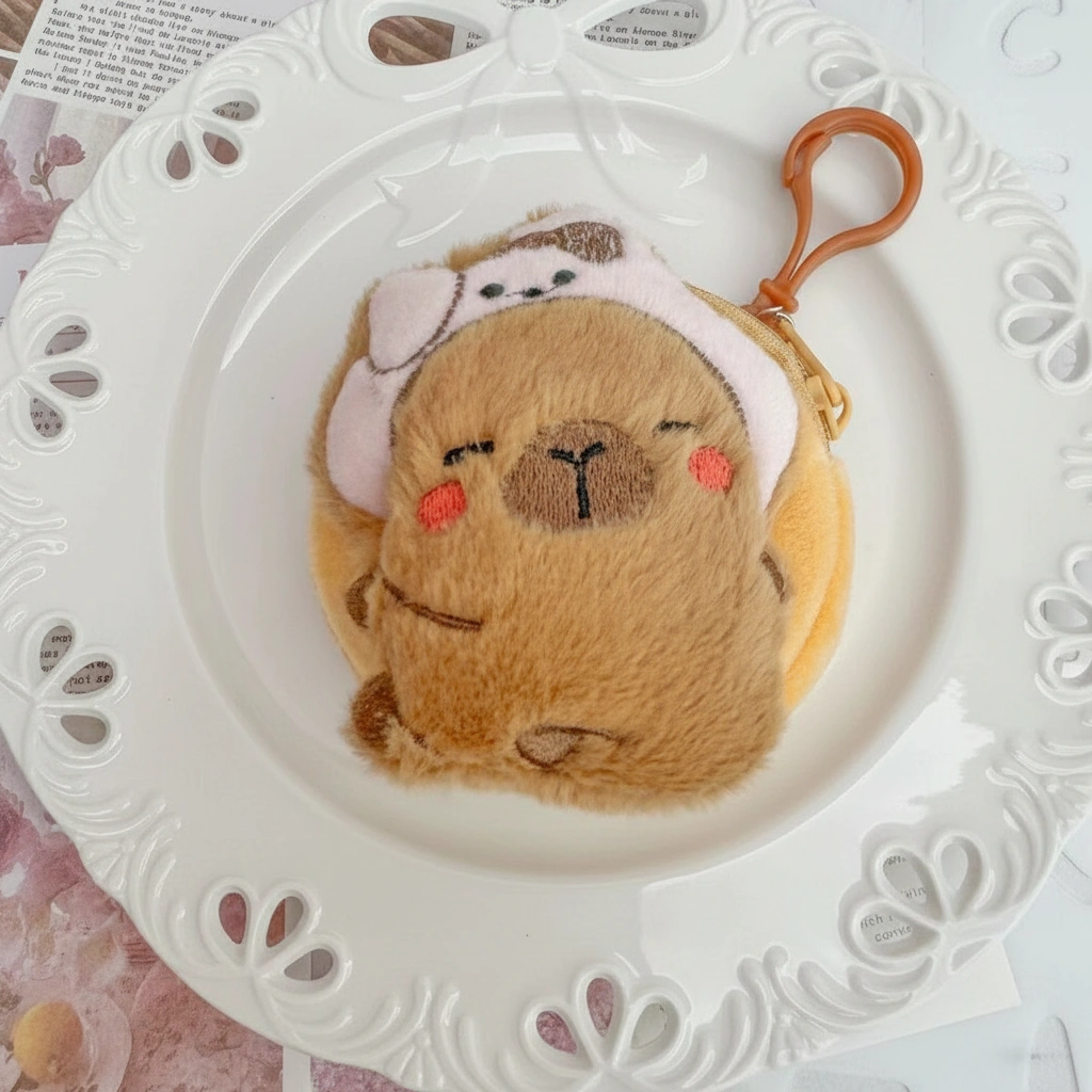 Capybara Purse – Round Plush Pouch with Costume Headbands