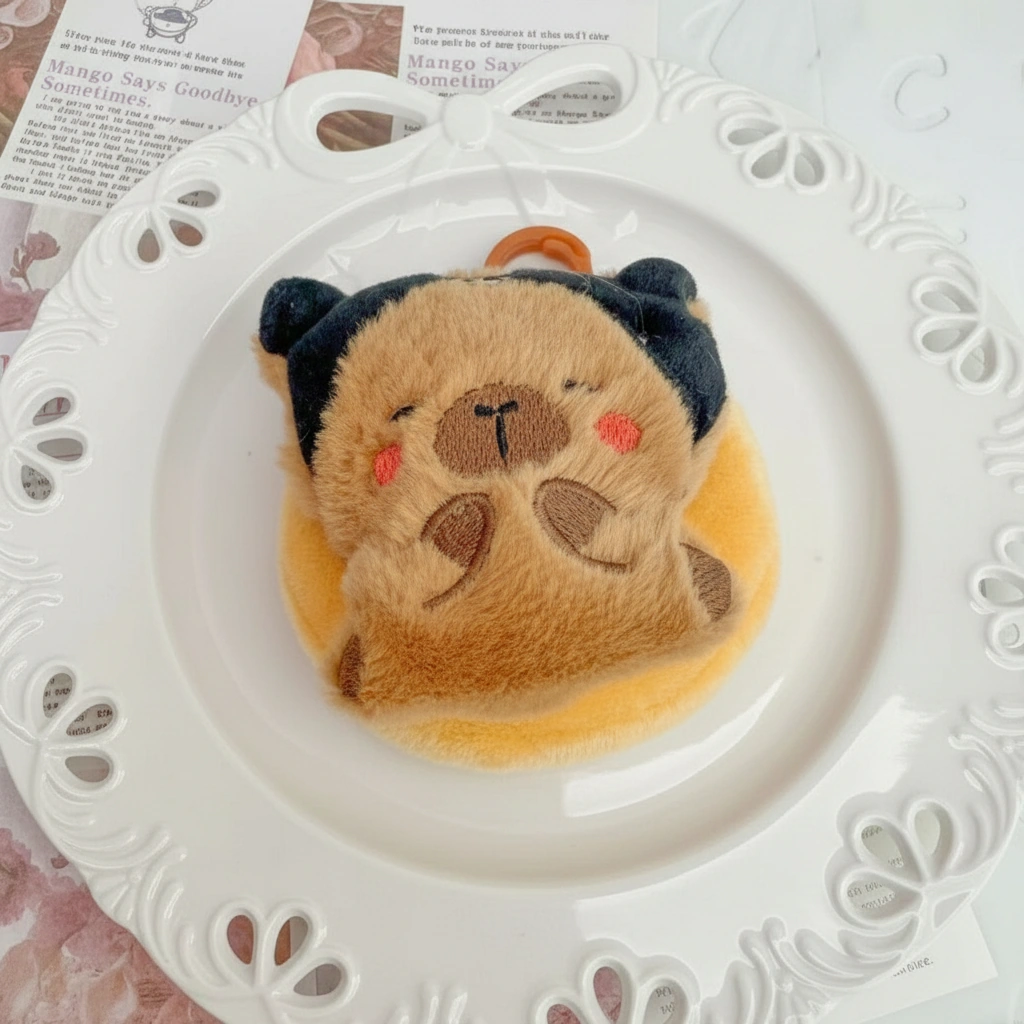 Capybara Purse – Round Plush Pouch with Costume Headbands