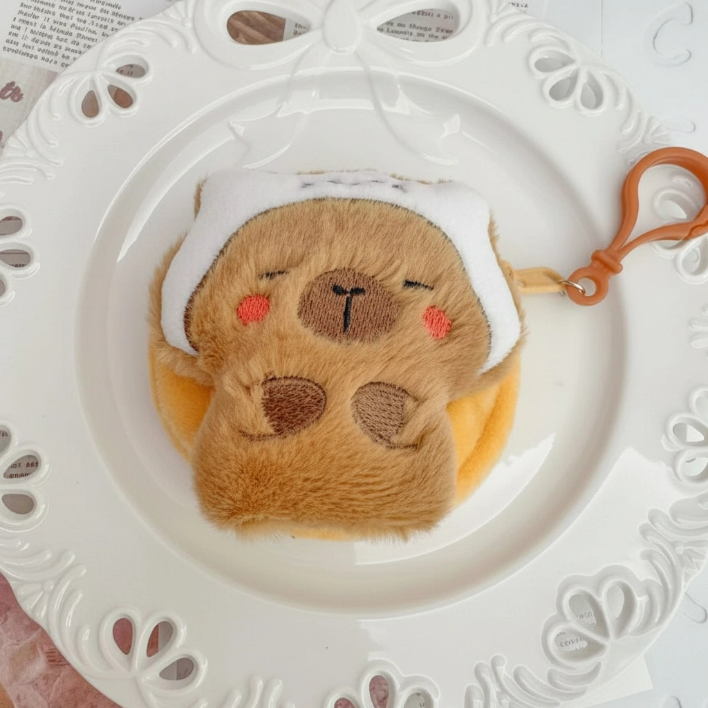 Capybara Purse – Round Plush Pouch with Costume Headbands