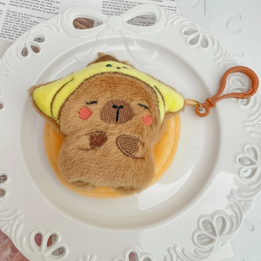 Capybara Purse – Round Plush Pouch with Costume Headbands