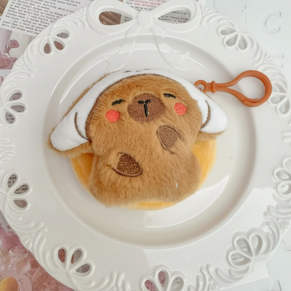 Capybara Purse – Round Plush Pouch with Costume Headbands