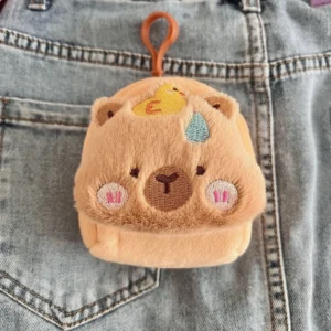 Plush Capybara Hot Spring Coin Purse - Bath Time Theme with Yellow Duck