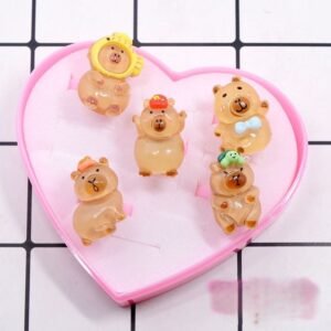 Rotating Capybara Ring Set Cute Spinner Fidget Jewelry