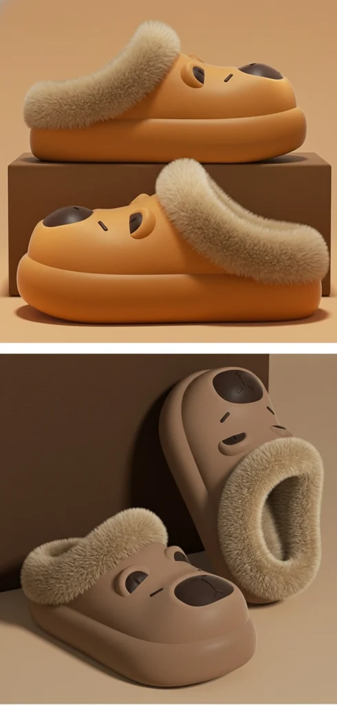 Waterproof EVA Capybara Clogs Plush Lined Slippers
