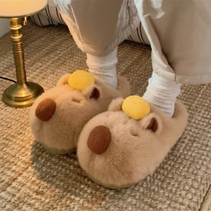 Yuzu Capybara Plush Slippers Fluffy House Slides