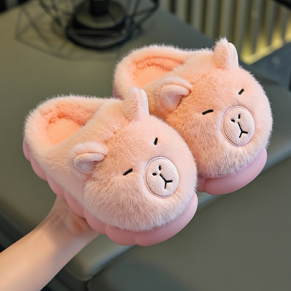 Kids Capybara Slippers Plush Slides