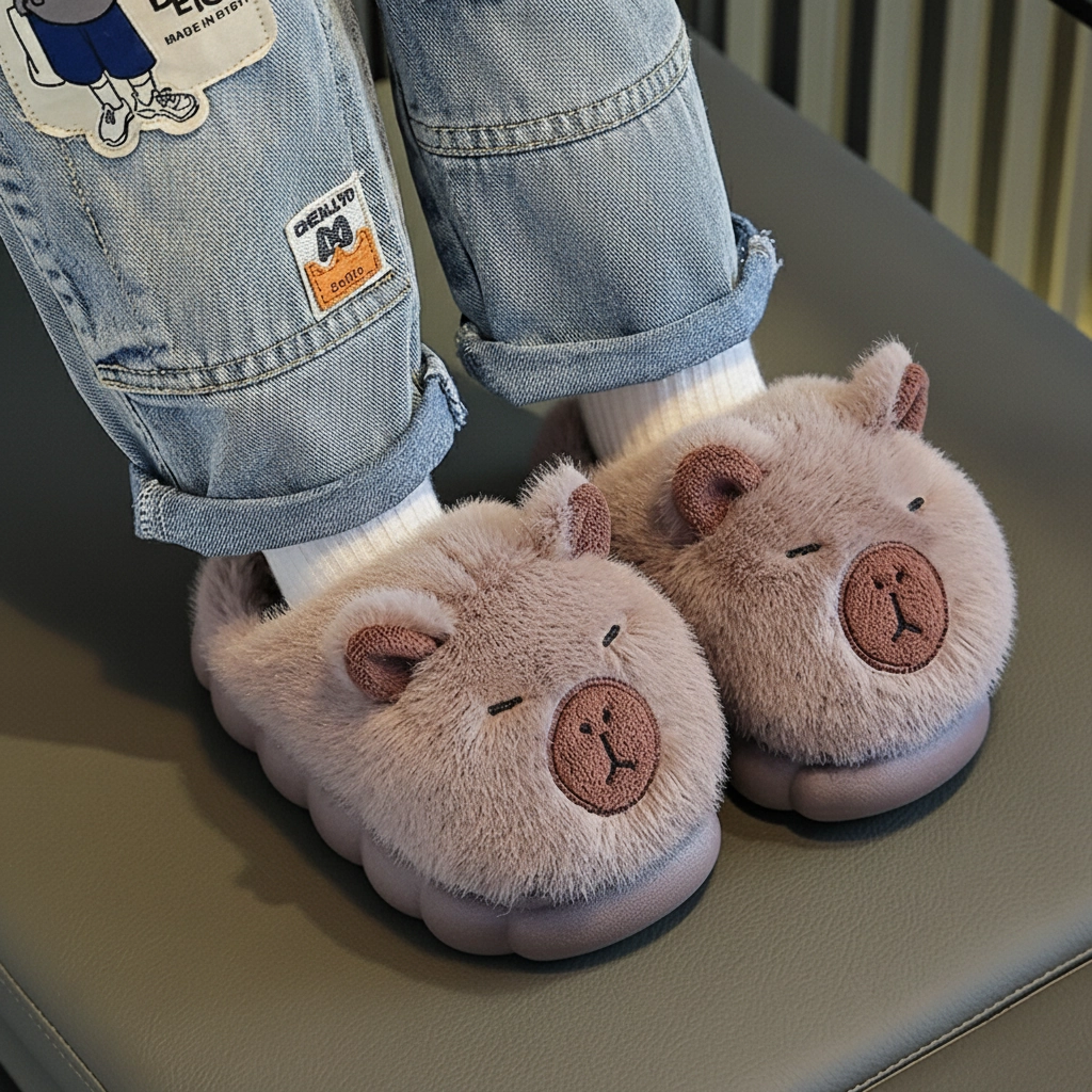 Kids Capybara Slippers Plush Slides