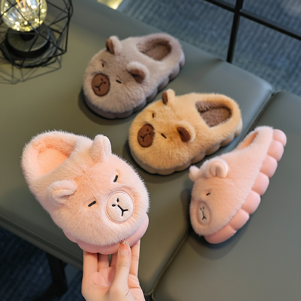 Kids Capybara Slippers Plush Slides