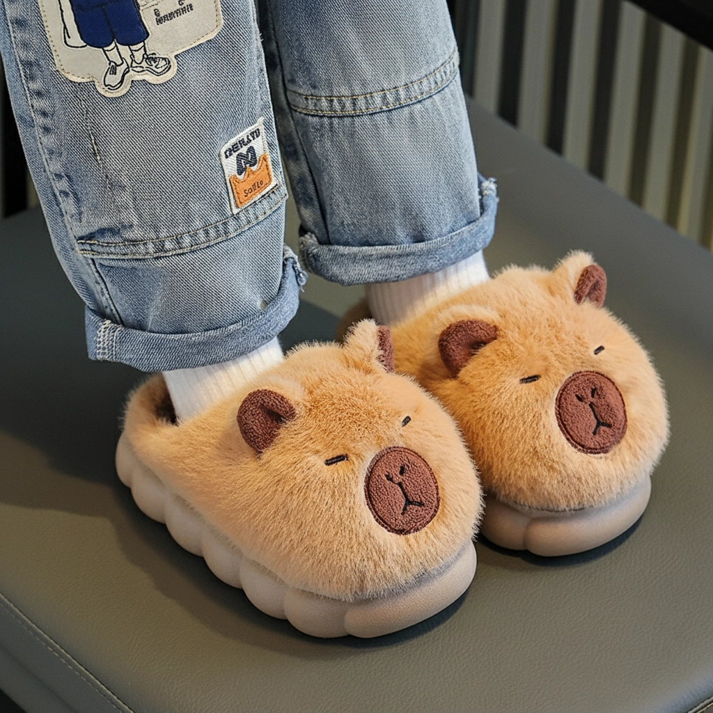 Kids Capybara Slippers Plush Slides