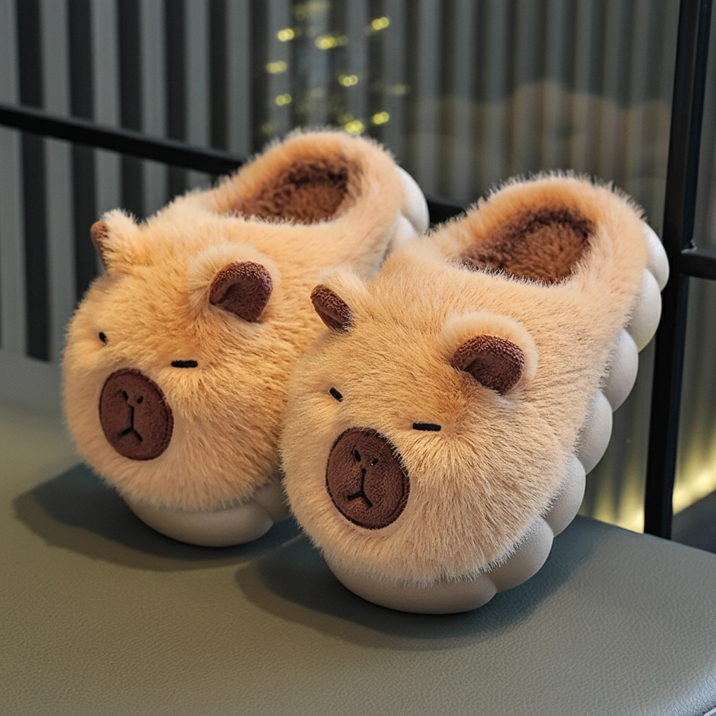 Kids Capybara Slippers Plush Slides