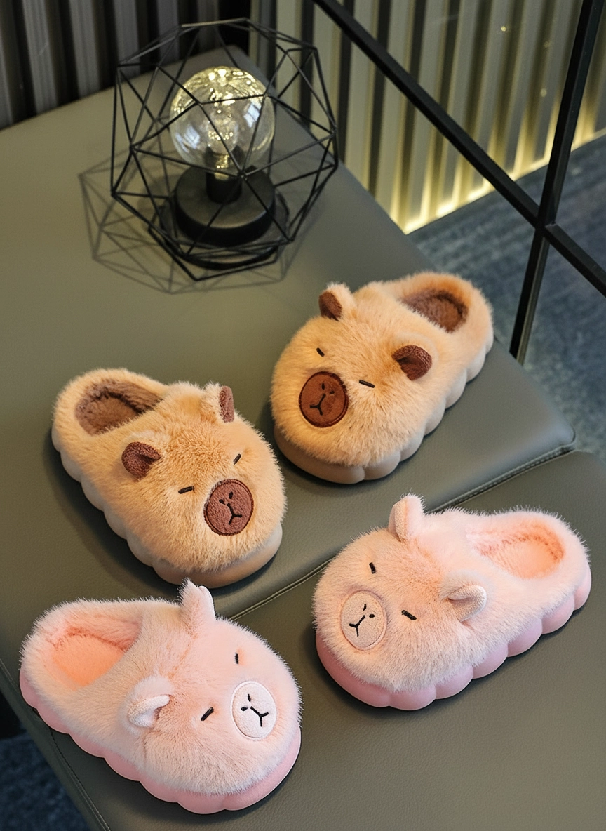 Kids Capybara Slippers Plush Slides