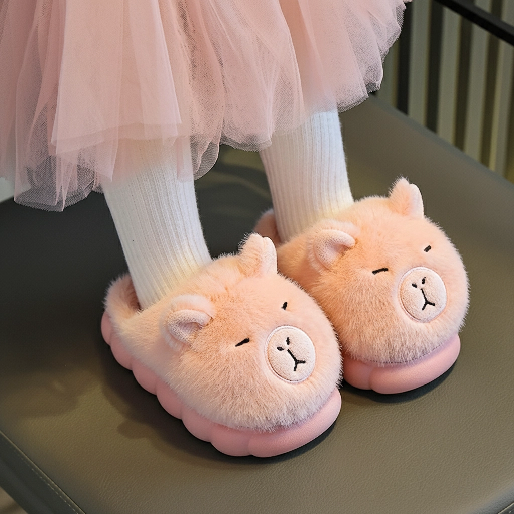 Kids Capybara Slippers Plush Slides
