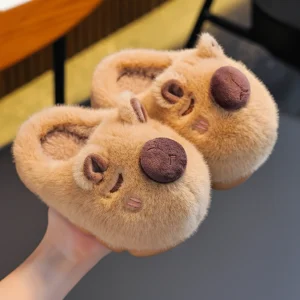 Kawaii Capybara Plush Slippers Warm Fleece Winter Shoes
