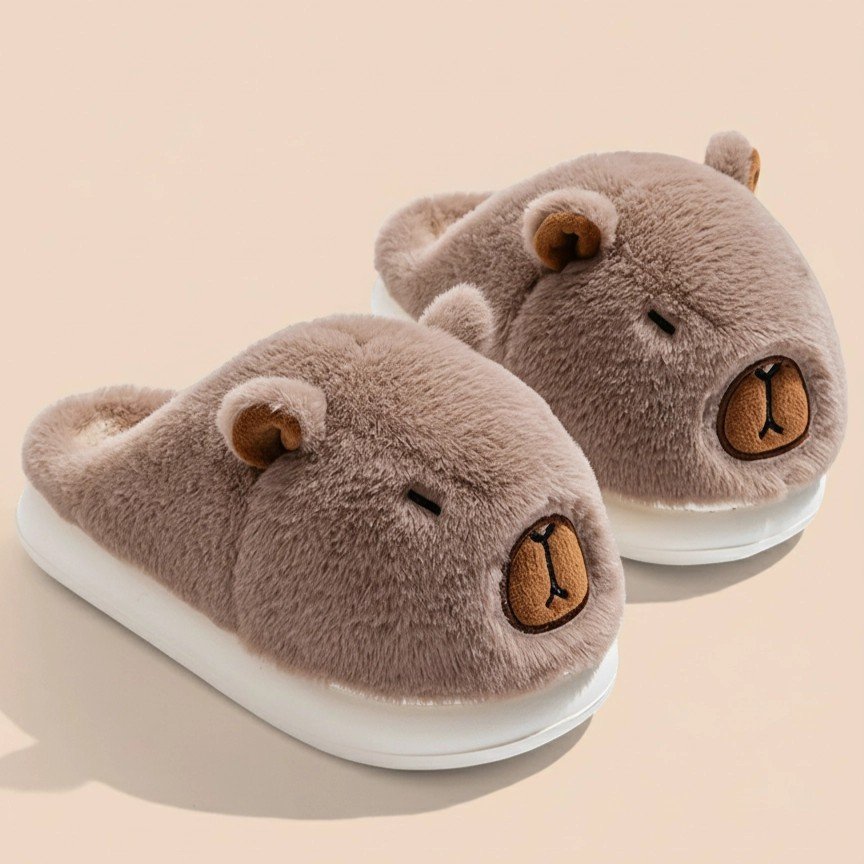 Sleepy Capybara Plush Slides House Shoes
