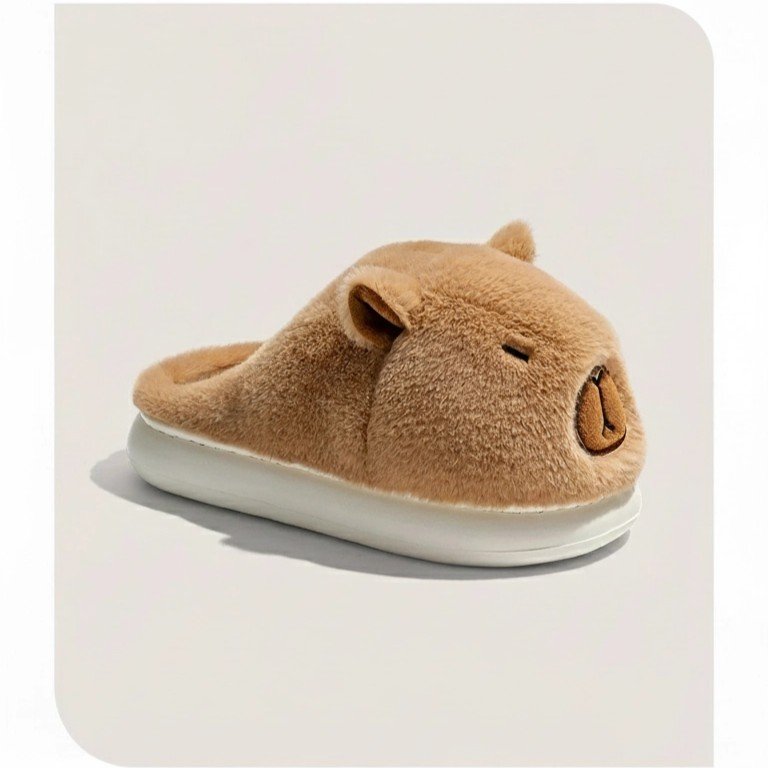 Sleepy Capybara Plush Slides House Shoes