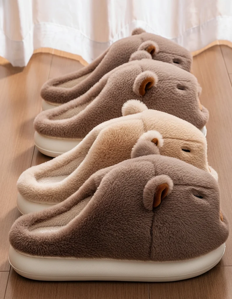 Sleepy Capybara Plush Slides House Shoes