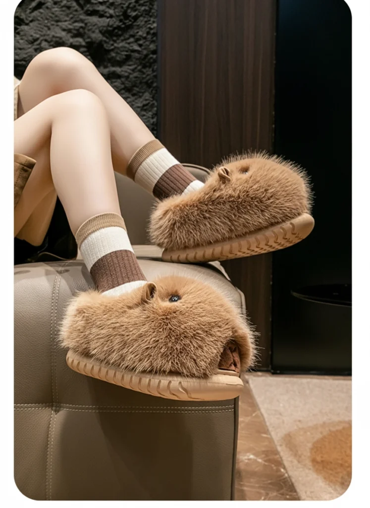 Fuzzy Capybara Slippers Plush House Shoes