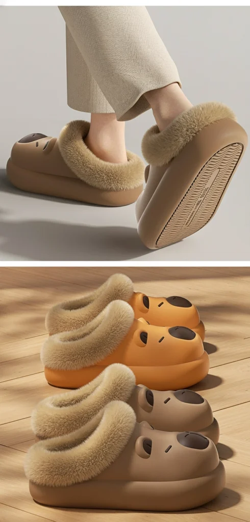 Waterproof EVA Capybara Clogs Plush Lined Slippers