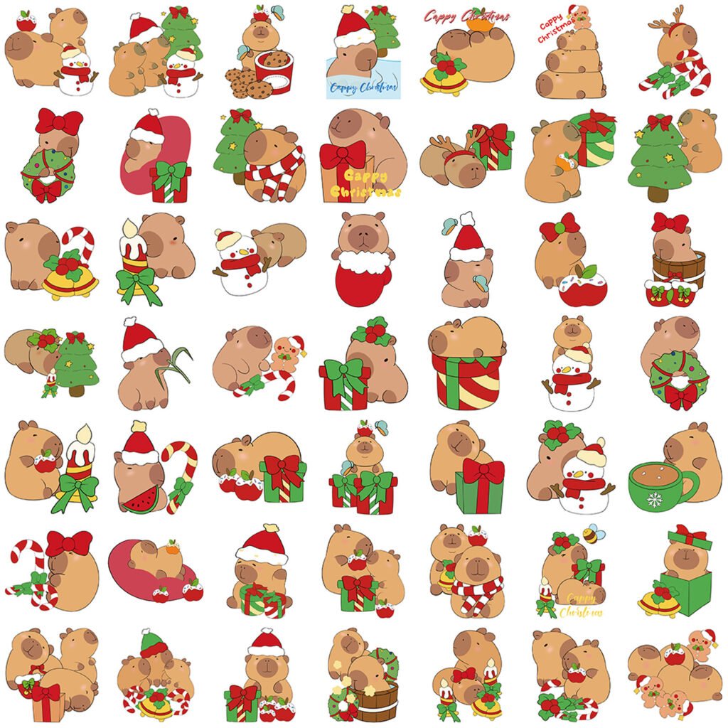 Christmas Capybara Sticker