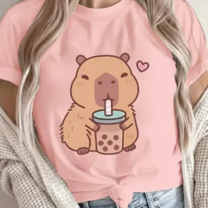Cute Capybara Bubble Tea T-Shirt