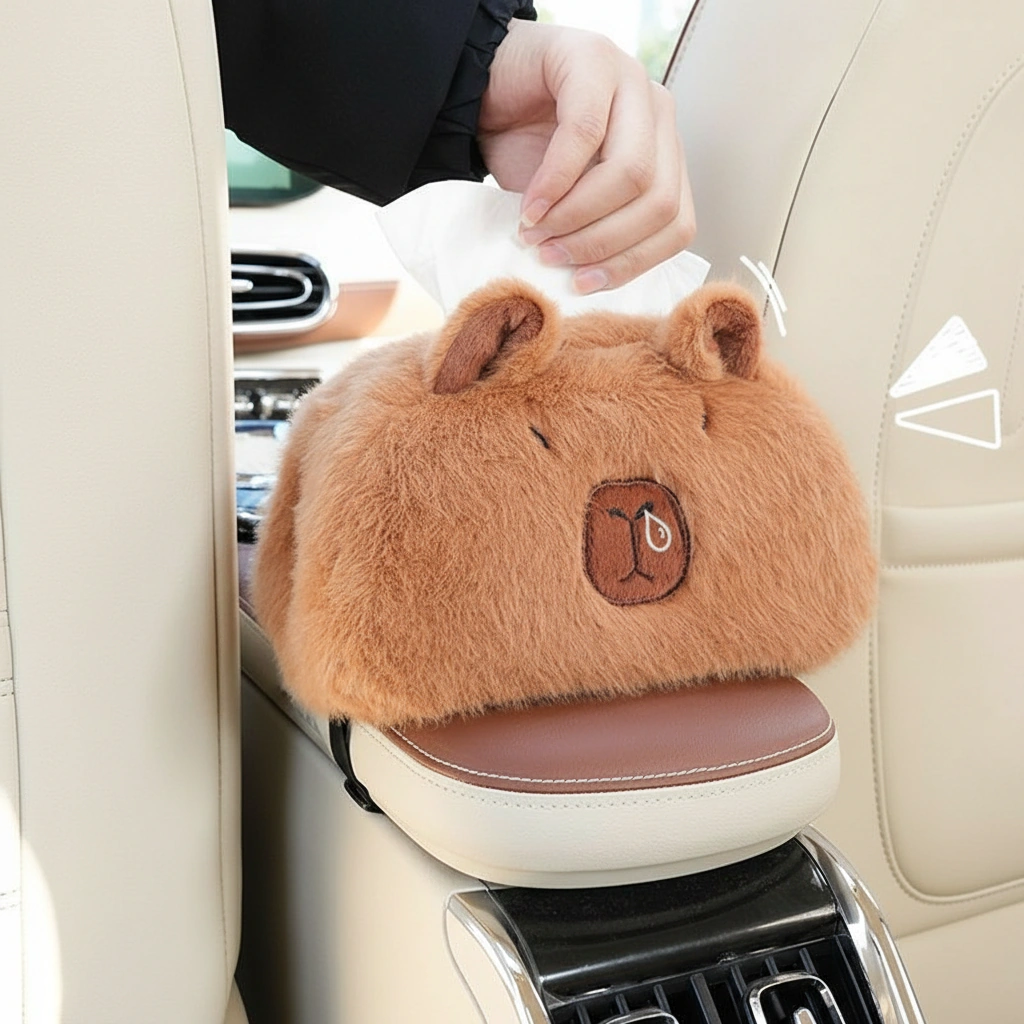 Capybara Plush Car Tissue Box Holder